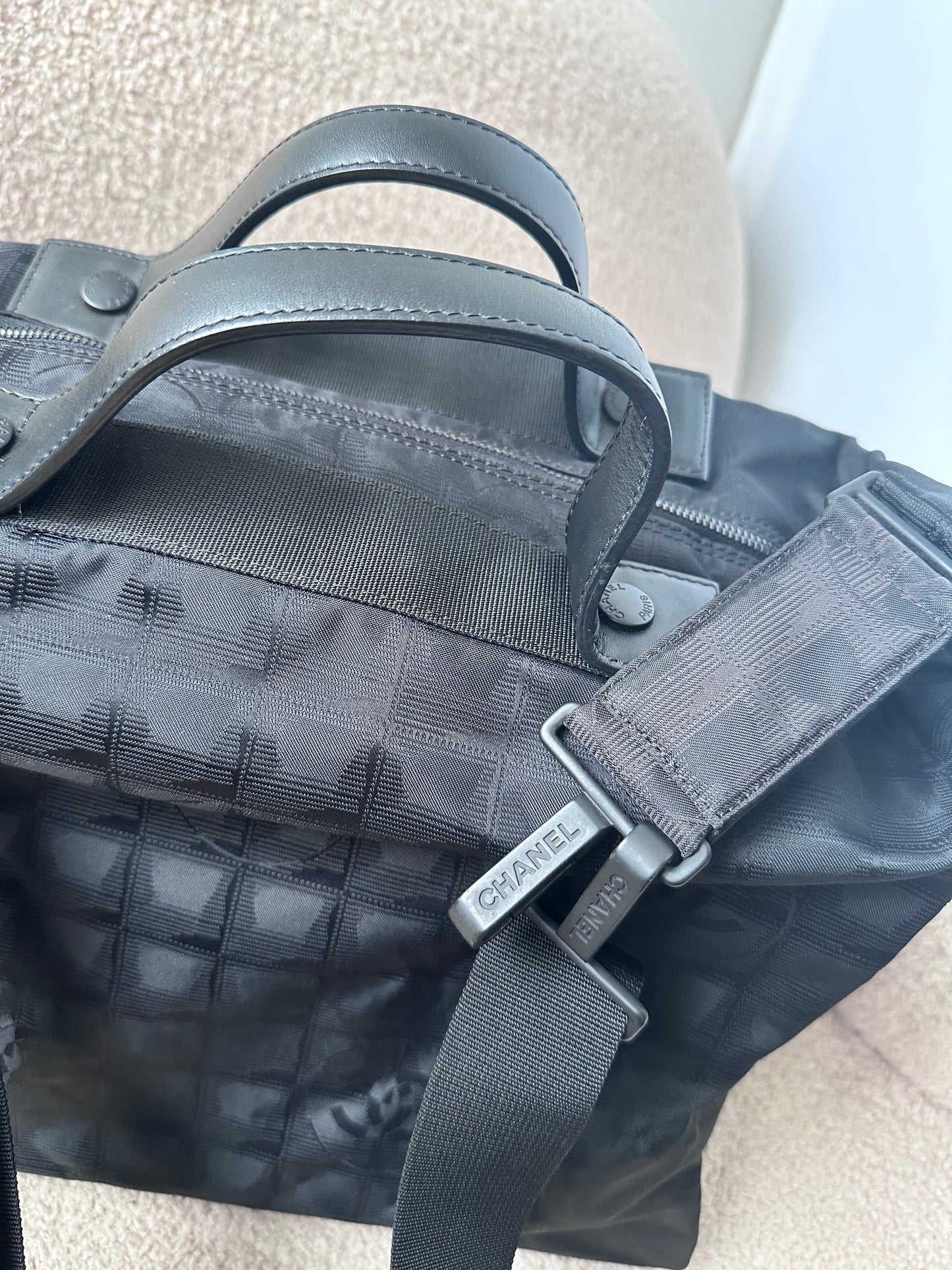 Chanel Large Travel Line Duffle Boston Luggage Bag