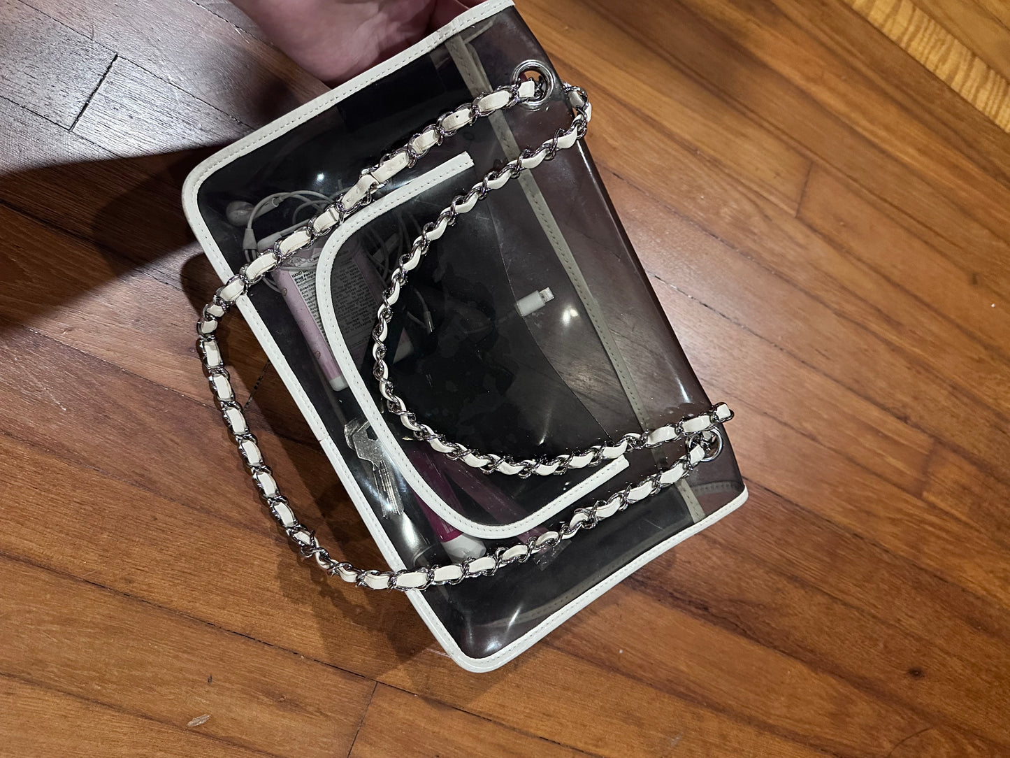 RARE Chanel 2008 Heart Lock PVC Medium Chain Flap Bag