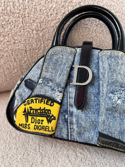 Dior John Galliano “Miss Diorella” Speedway Denim Bowler Bag