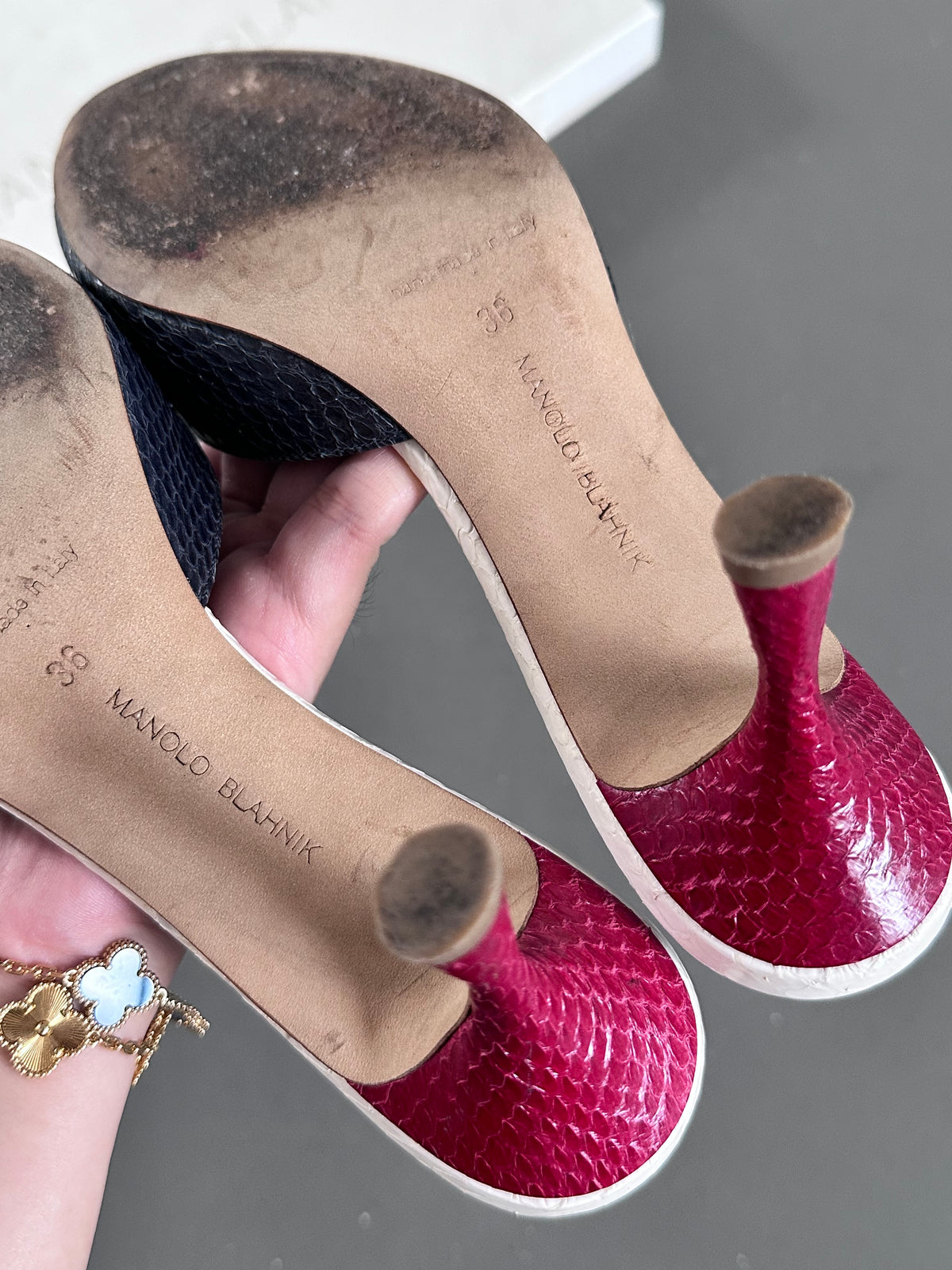 Manolo Blahnik Python Jada 70 Mules Heels