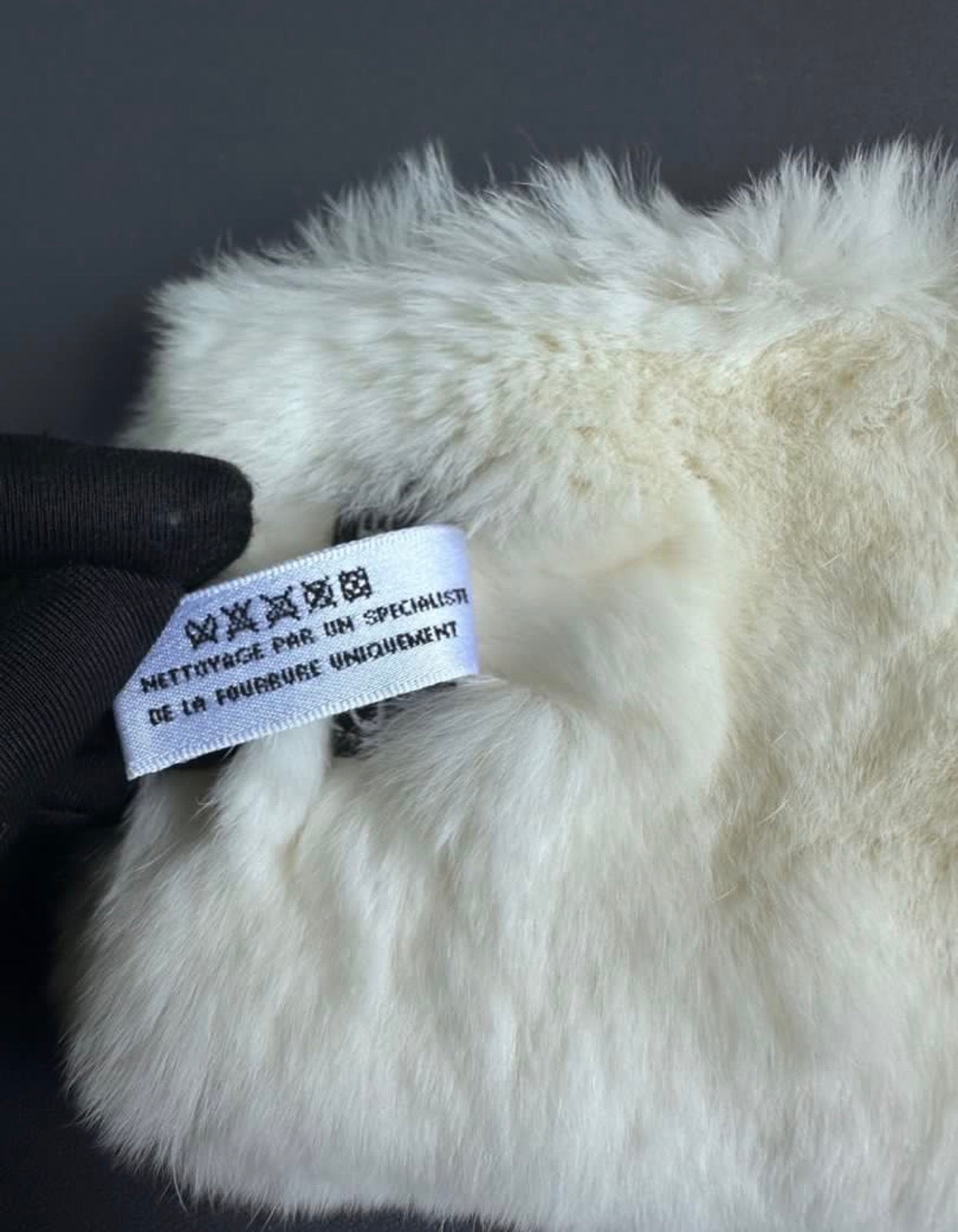 Rare Chanel Vintage Rabbit Fur Coco Neige CC Cuff Bracelet Warmer