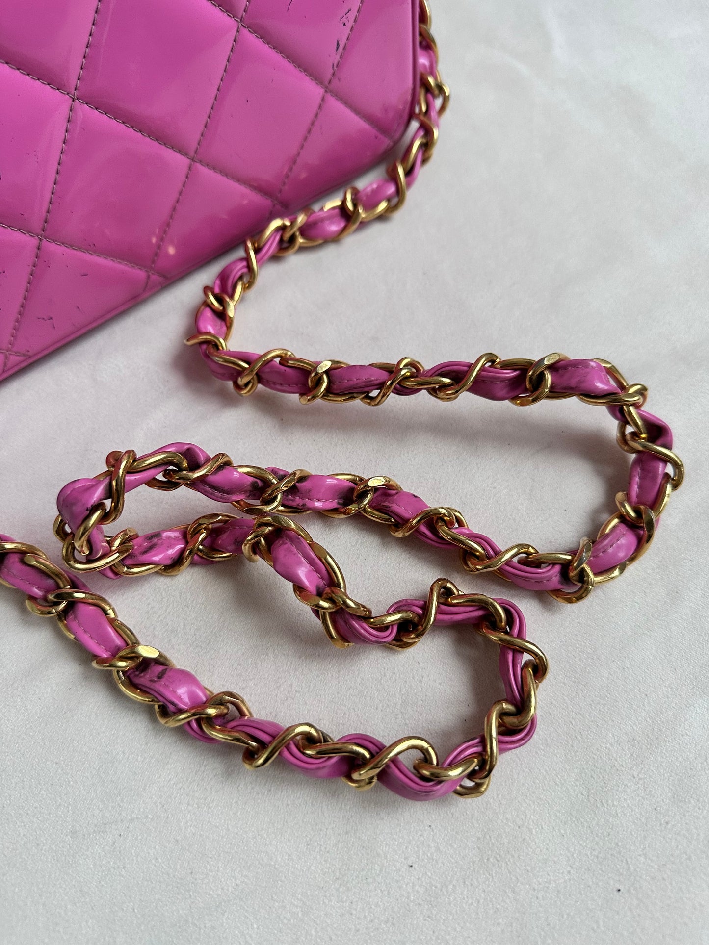 Rare Chanel 1995 Barbie Pink Medium Vanity Two Way Bag with Chain