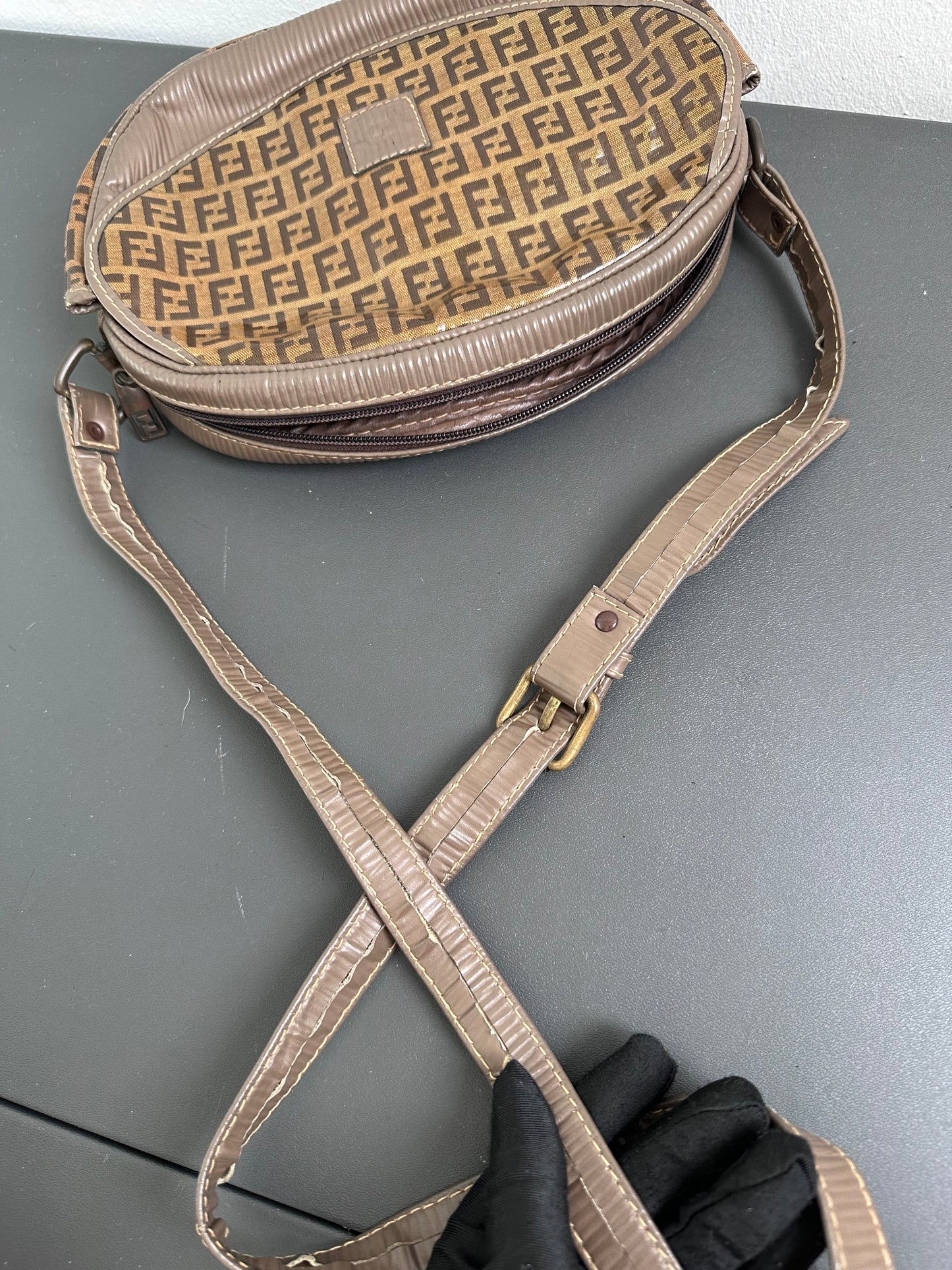 Fendi FF Zucca Zucchino Oval Crossbody Bag