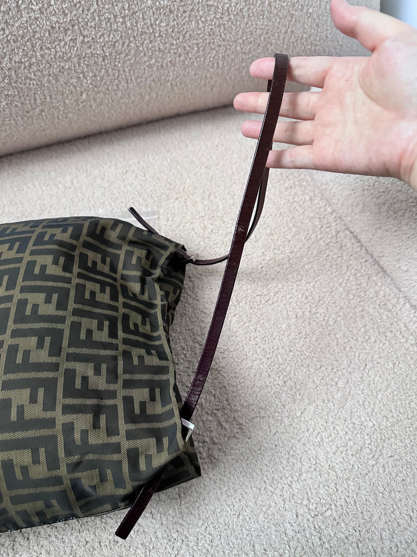 Fendi Vintage FF Logo Zucca Hobo Tote Bag