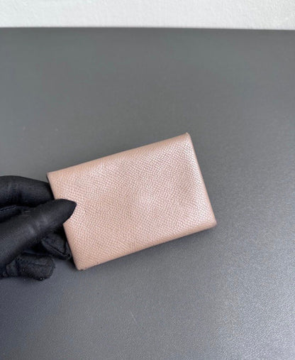 Hermes Etoupe Calvi Card Holder