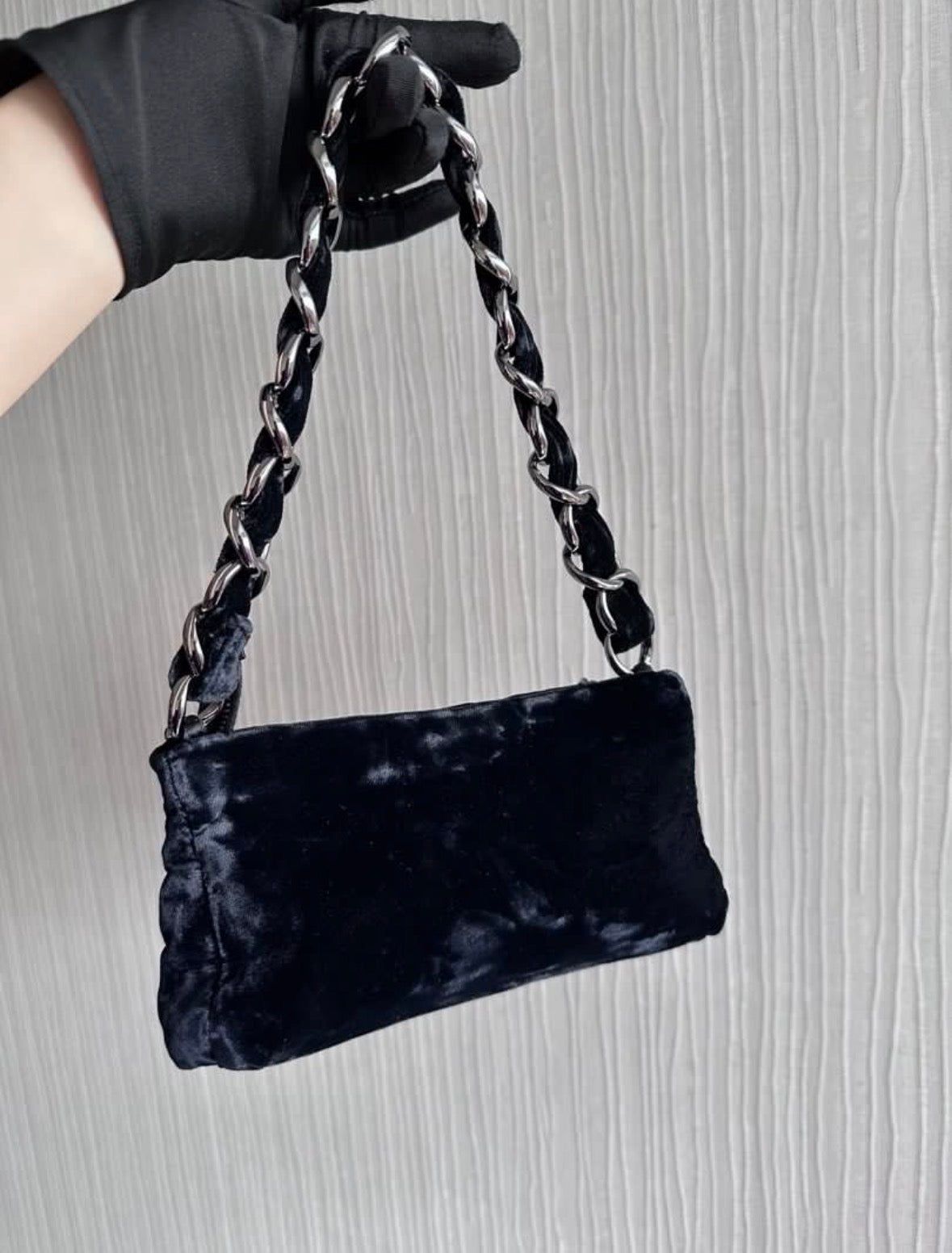 Chanel East West Hobo Mini Velvet Shoulder Bag