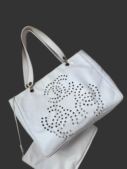 Chanel Caviar Large Perforated CC Shopping Tote Bag