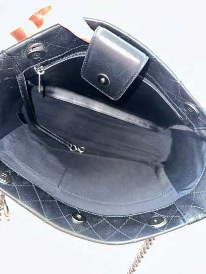 Chanel Black Quilted CC Charm Chain Tote Bag