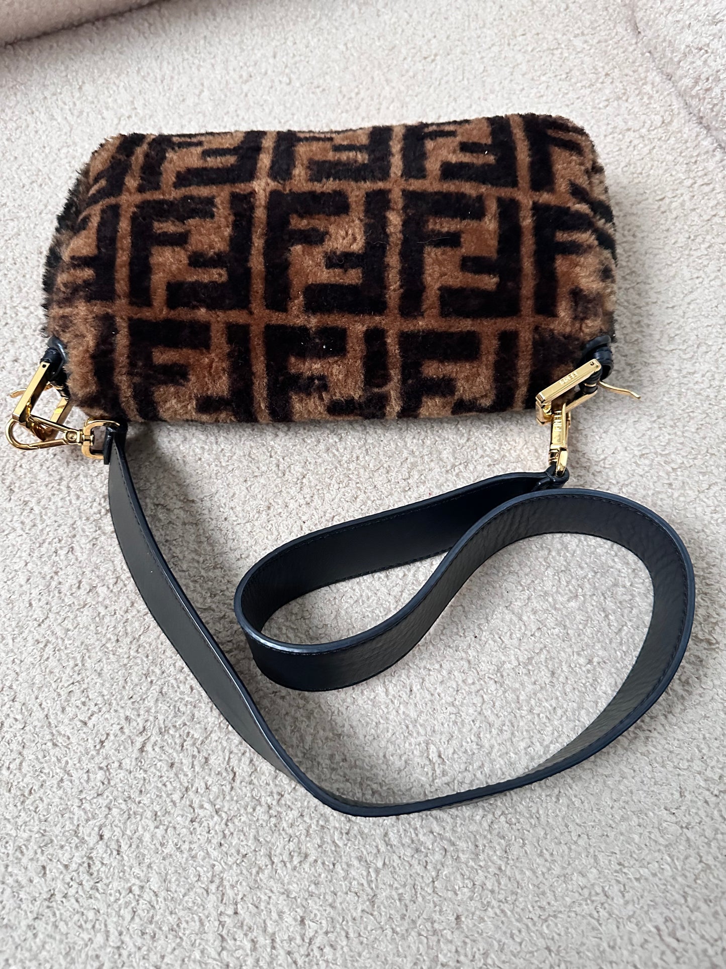 Fendi Shearling Fur Zucca Baguette