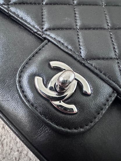 Chanel Quilted Accordion Classic Medium Flap Black SHW