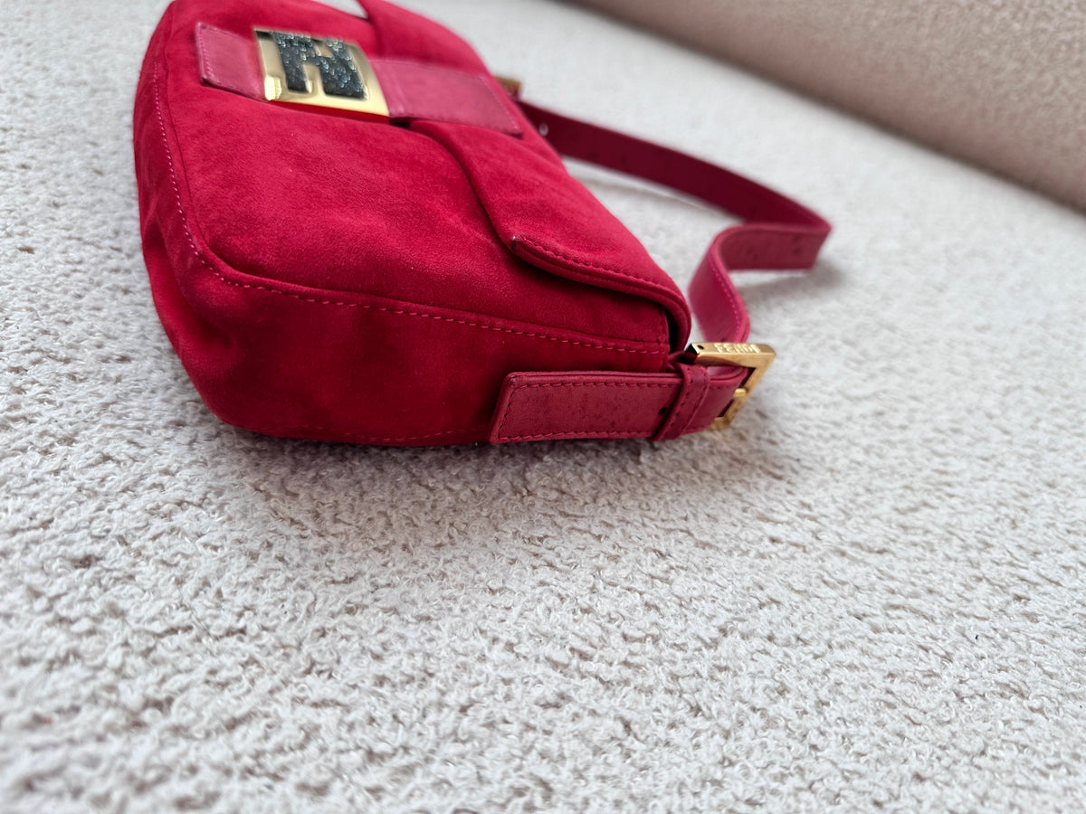 Fendi Glitter FF Gold Buckle Baguette