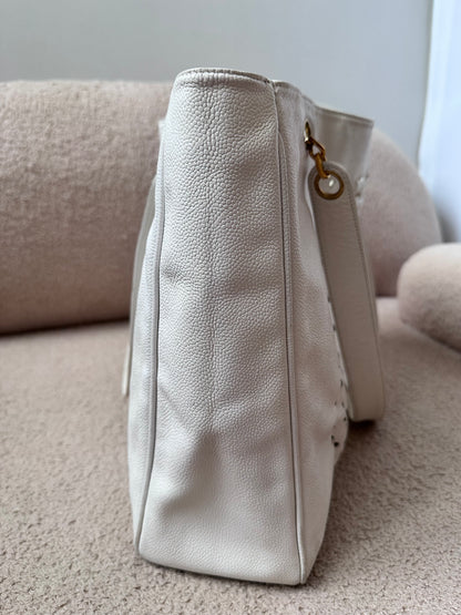 Chanel Caviar Large Perforated CC Shopping Tote Bag