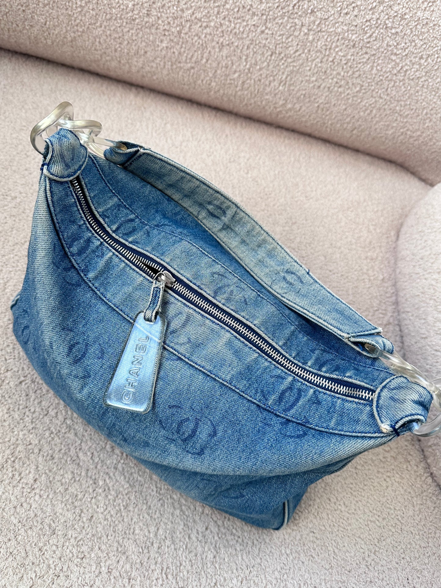 Chanel 2002 Large Denim Hobo Shoulder Bag