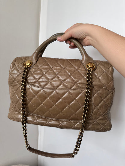 Chanel Jumbo Flap Bag Castlerock Top Handle 一 Brown Wrinkled Calfskin
