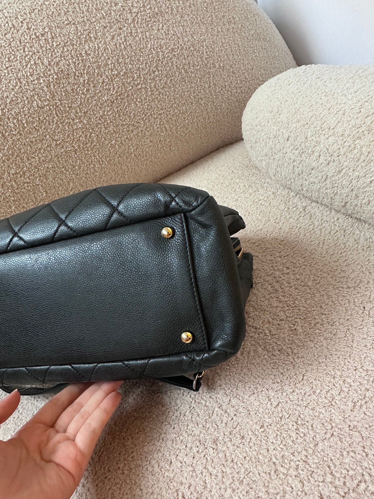 Chanel Caviar Bowling Shoppers Tote Bag - Black Gold Hardware