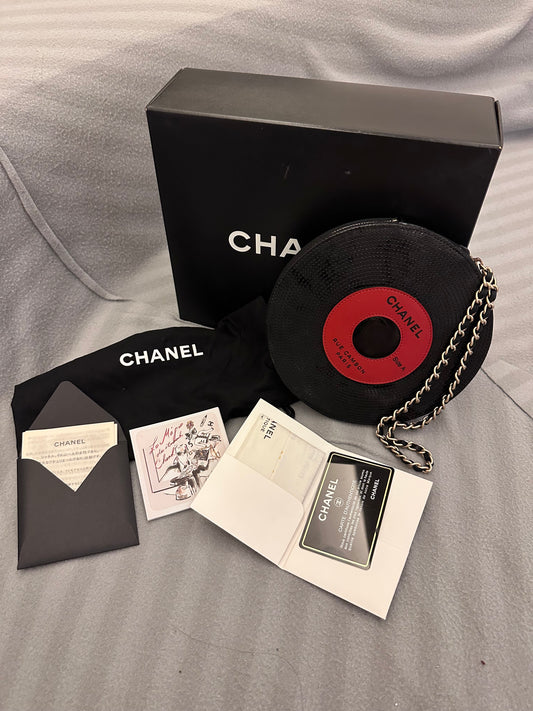 Rare Chanel Vinyl Record Disk Minaudiere Clutch Bag