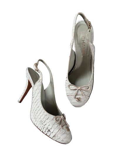 Chanel Python Leather Slingback Pumps Heels