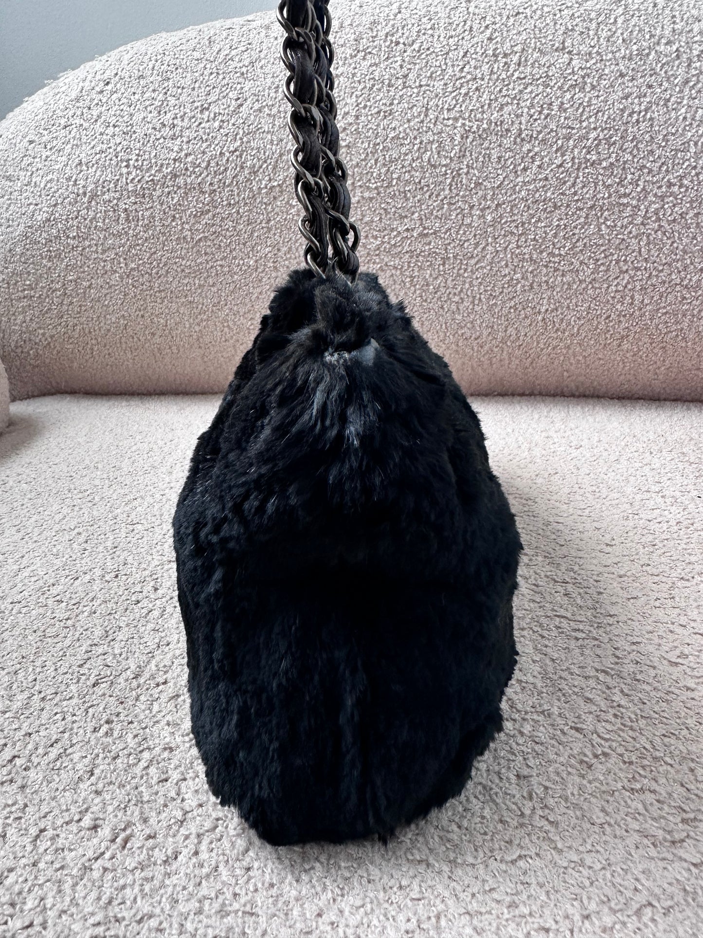 Chanel Archive 2000-2002 Rabbit Fur East West Tote