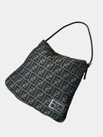 Fendi Vintage FF Logo Zucca Hobo Tote Bag