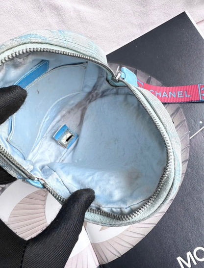 Chanel Blue Travel Line Round Zip Pouch