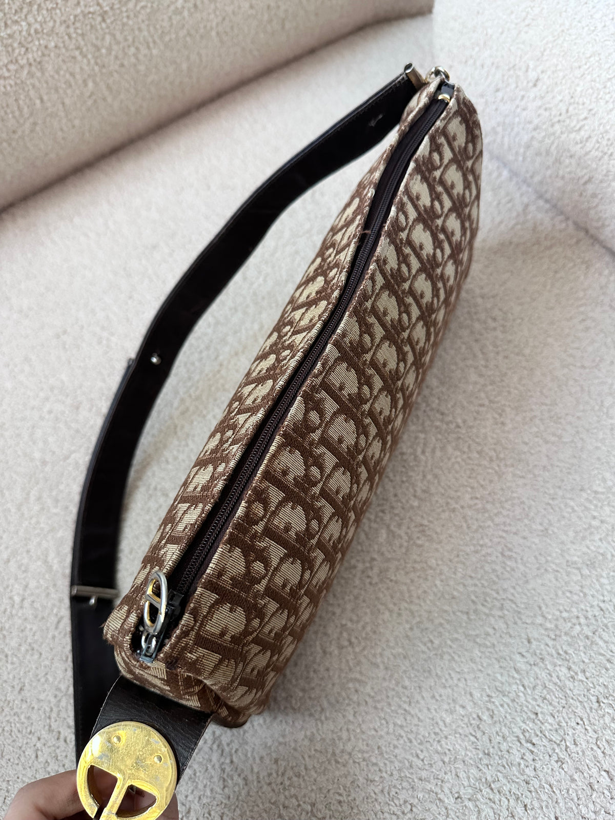 Dior Brown Oblique Trotter Boston Shoulder Bag