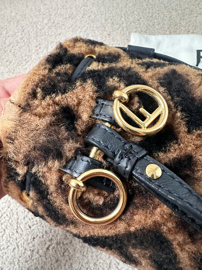 Fendi Mon Tresor FF Monogram Fur Shearling Bucket Bag