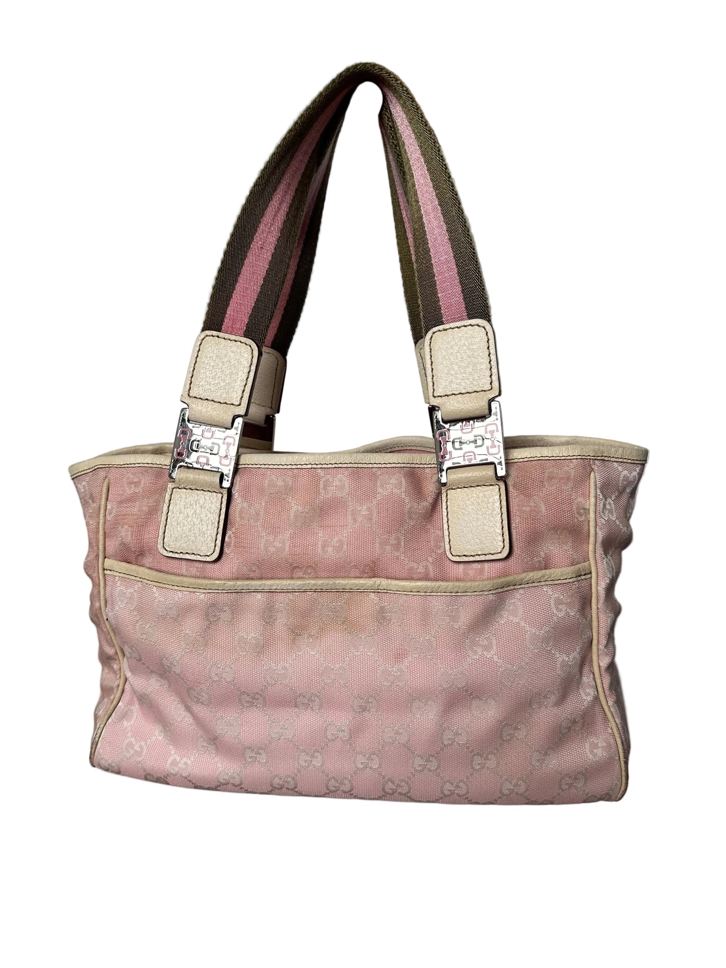 Gucci Pink GG Sherry Canvas Tote Bag
