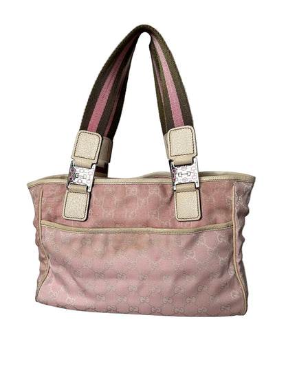 Gucci Pink GG Sherry Canvas Tote Bag