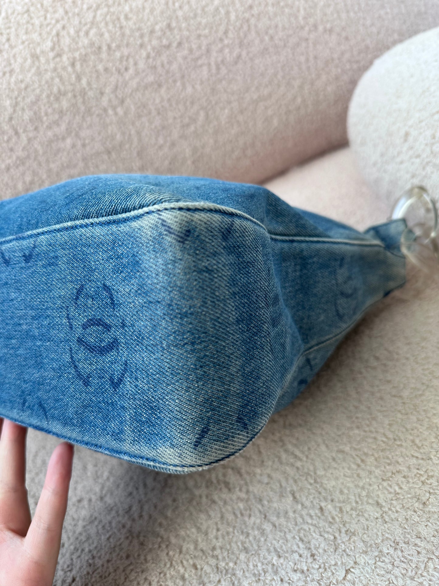 Chanel 2002 Large Denim Hobo Shoulder Bag