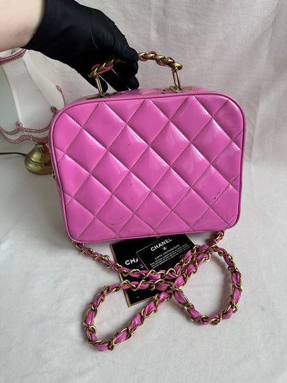 Rare Chanel 1995 Barbie Pink Medium Vanity Two Way Bag with Chain