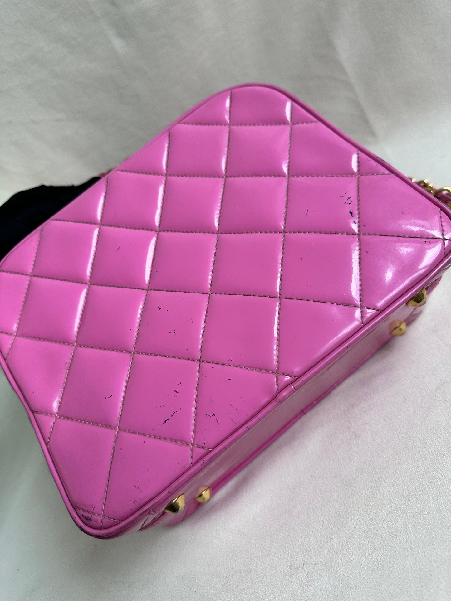 Rare Chanel 1995 Barbie Pink Medium Vanity Two Way Bag with Chain