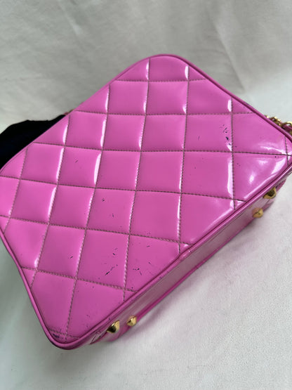 Rare Chanel 1995 Barbie Pink Medium Vanity Two Way Bag with Chain