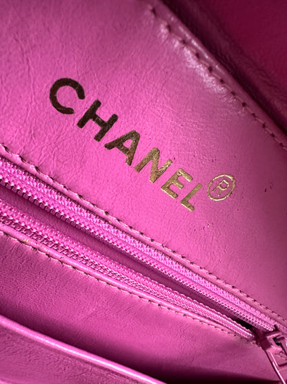 Rare Chanel 1995 Barbie Pink Medium Vanity Two Way Bag with Chain