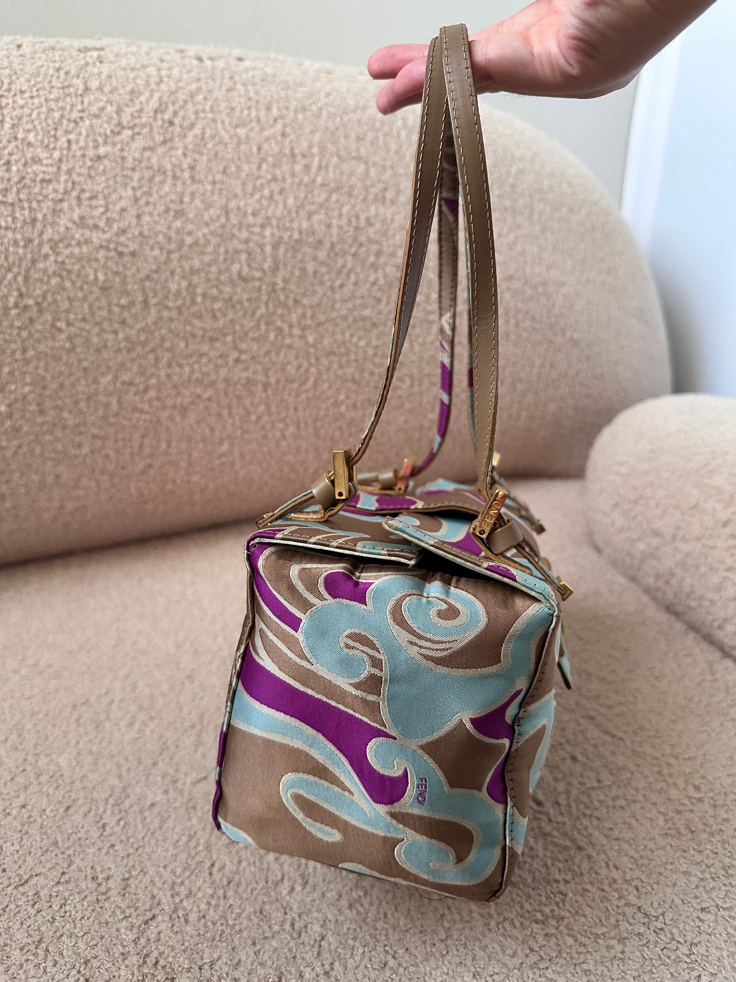Rare Fendi 2002 Archive Swirl Bento Box Baguette Bag