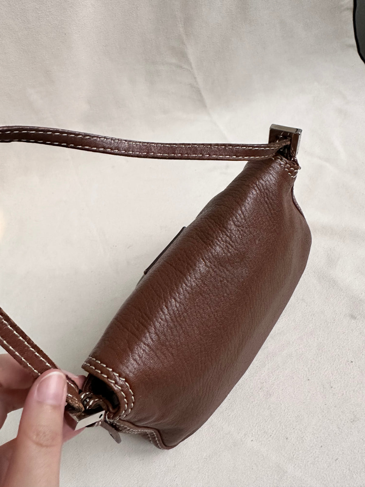 Fendi Brown Leather Small Baguette Bag