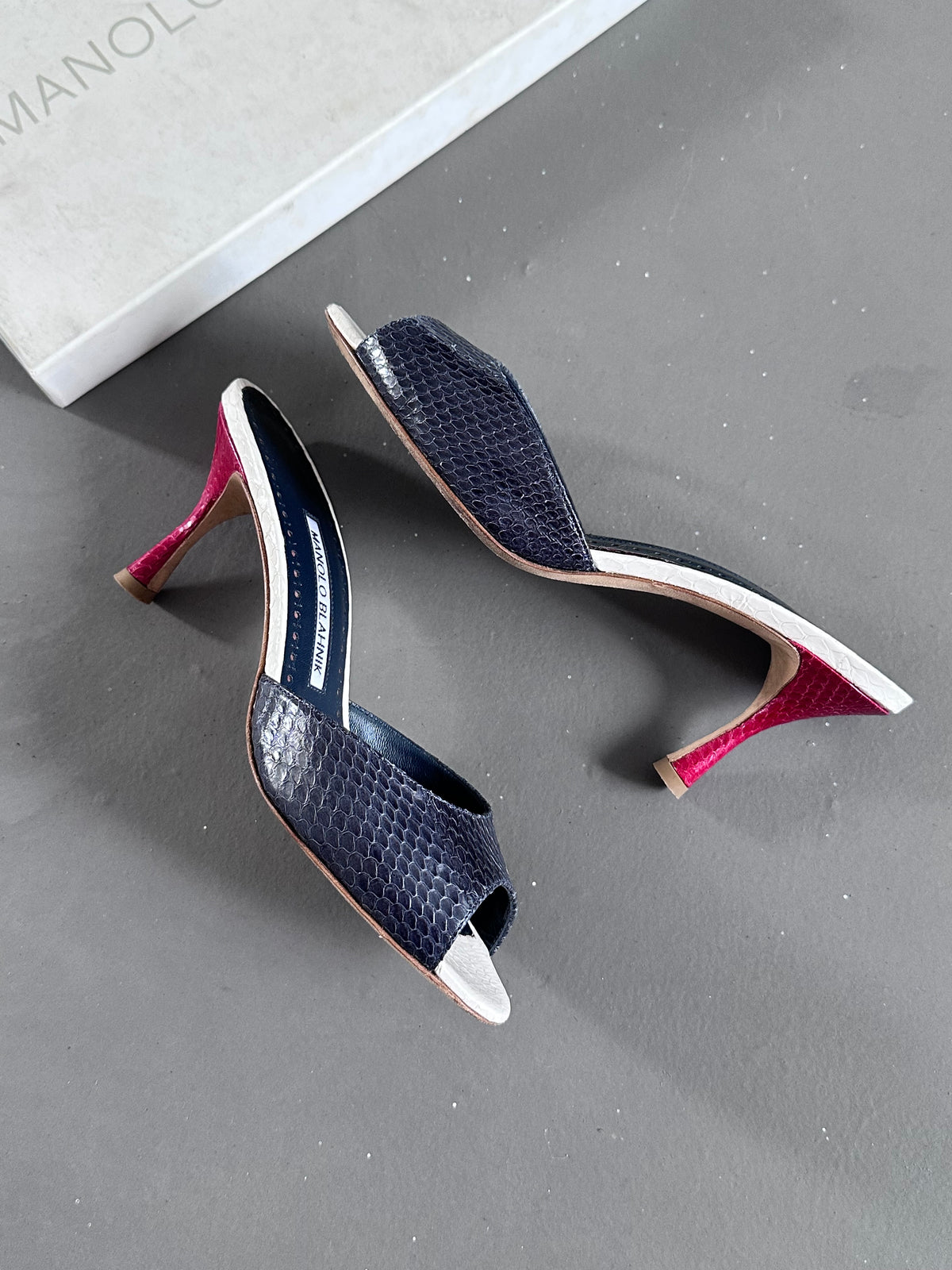 Manolo Blahnik Python Jada 70 Mules Heels