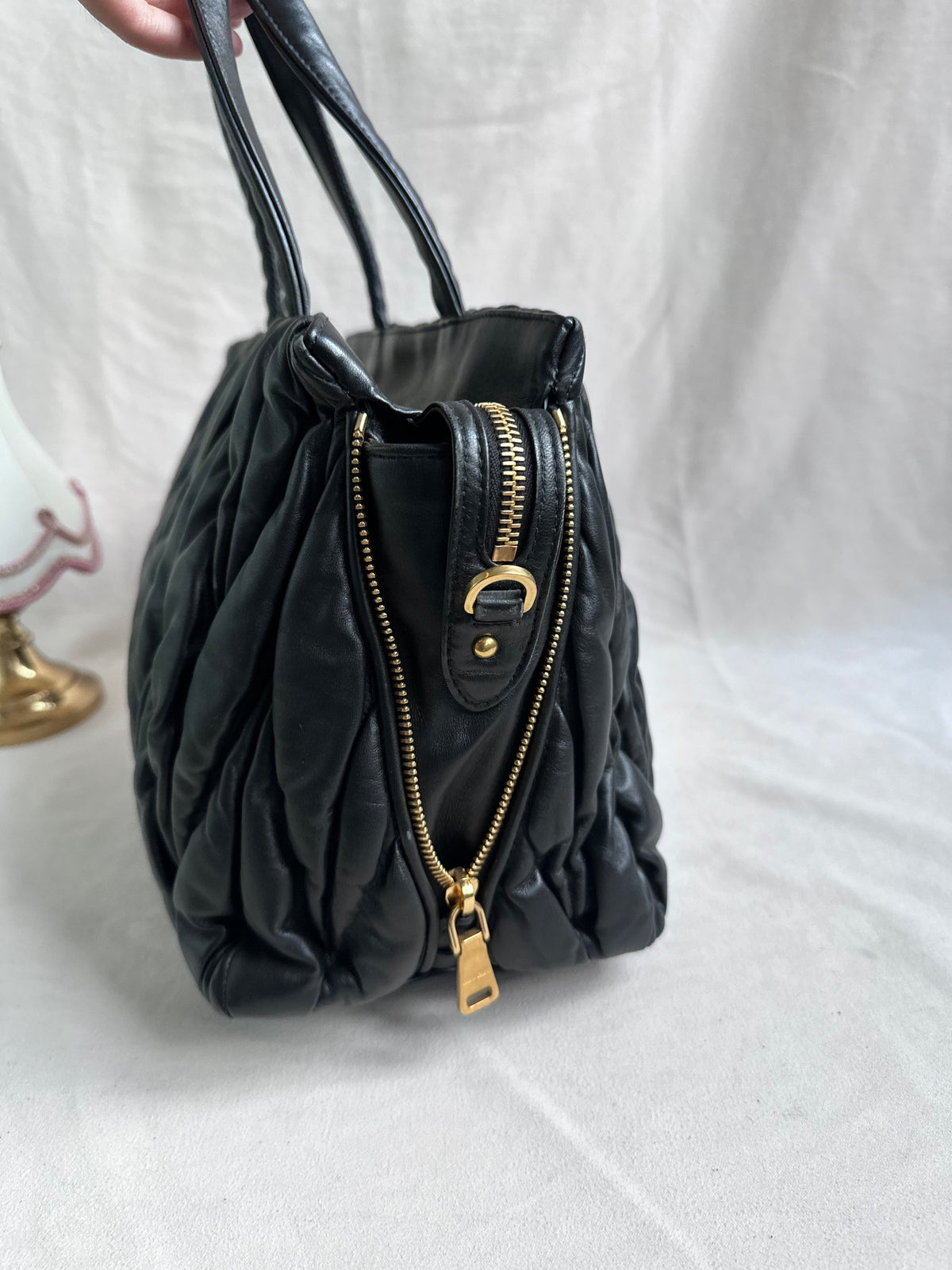 Miu Miu Large Matelasse Nappa Leather Bag Black