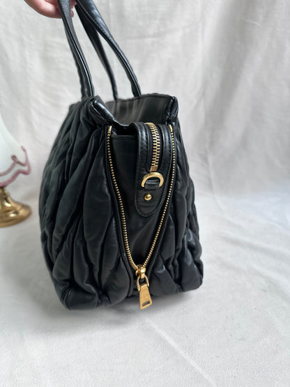 Miu Miu Large Matelasse Nappa Leather Bag Black