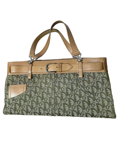 Christian Dior Green Oblique Trotter Jeans Pocket Shoulder Bag