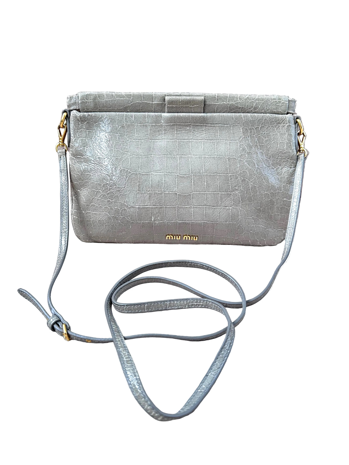 Miu Miu Crocodile Embossed Crossbody Leather Bag