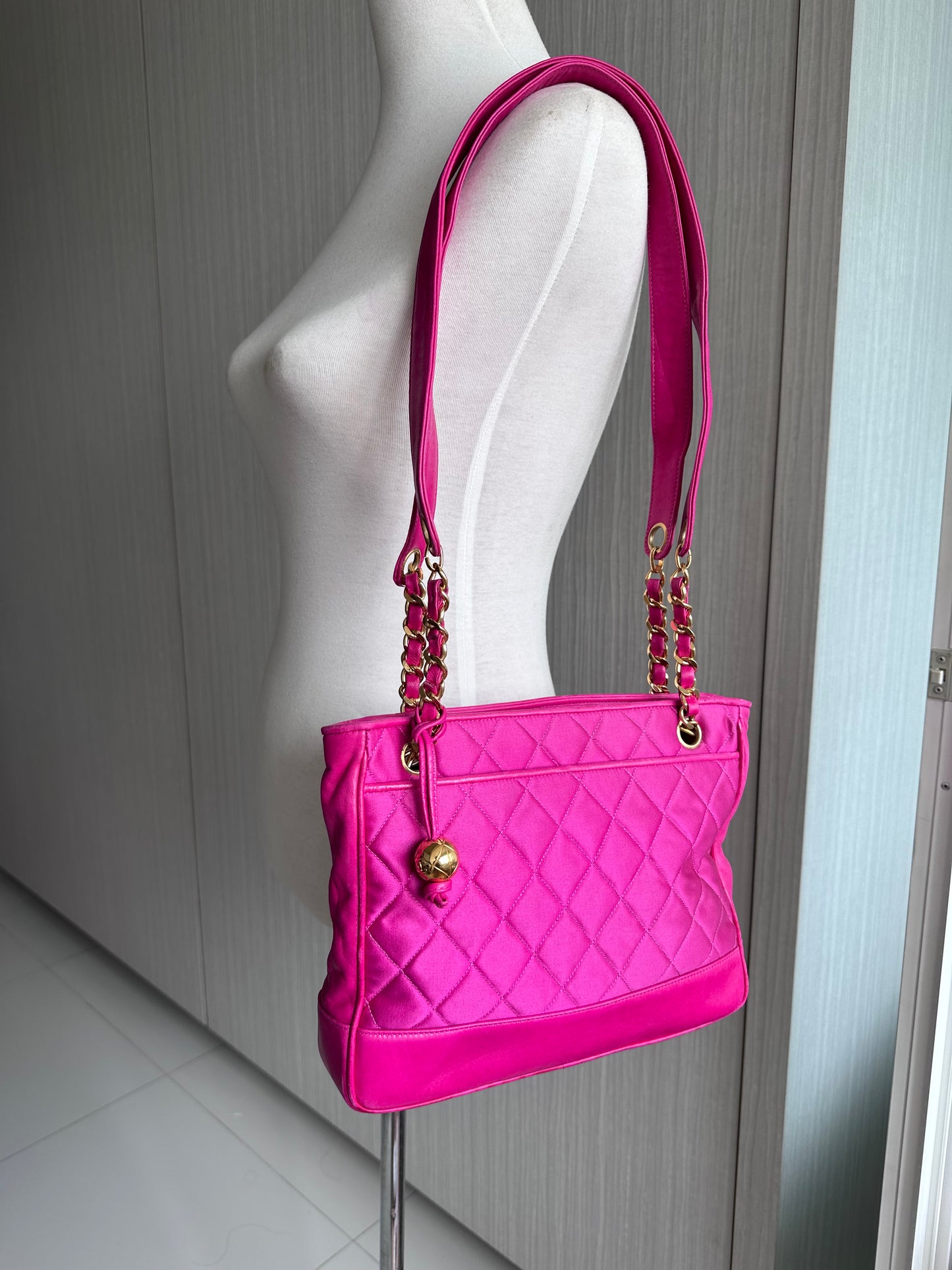 Chanel Barbie Pink Vintage Coco Crush Quilted Tote Bag