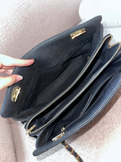 Chanel Caviar Bowling Shoppers Tote Bag - Black Gold Hardware