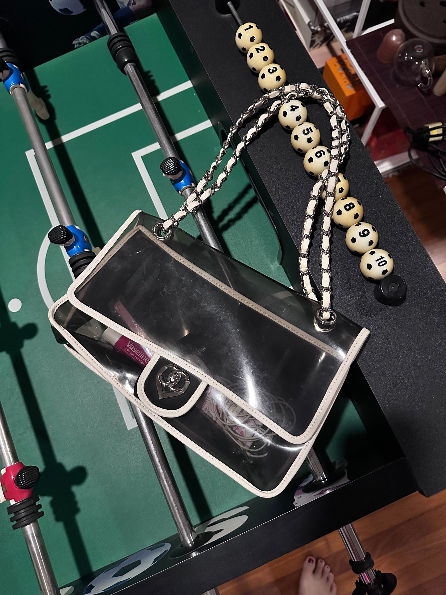 RARE Chanel 2008 Heart Lock PVC Medium Chain Flap Bag