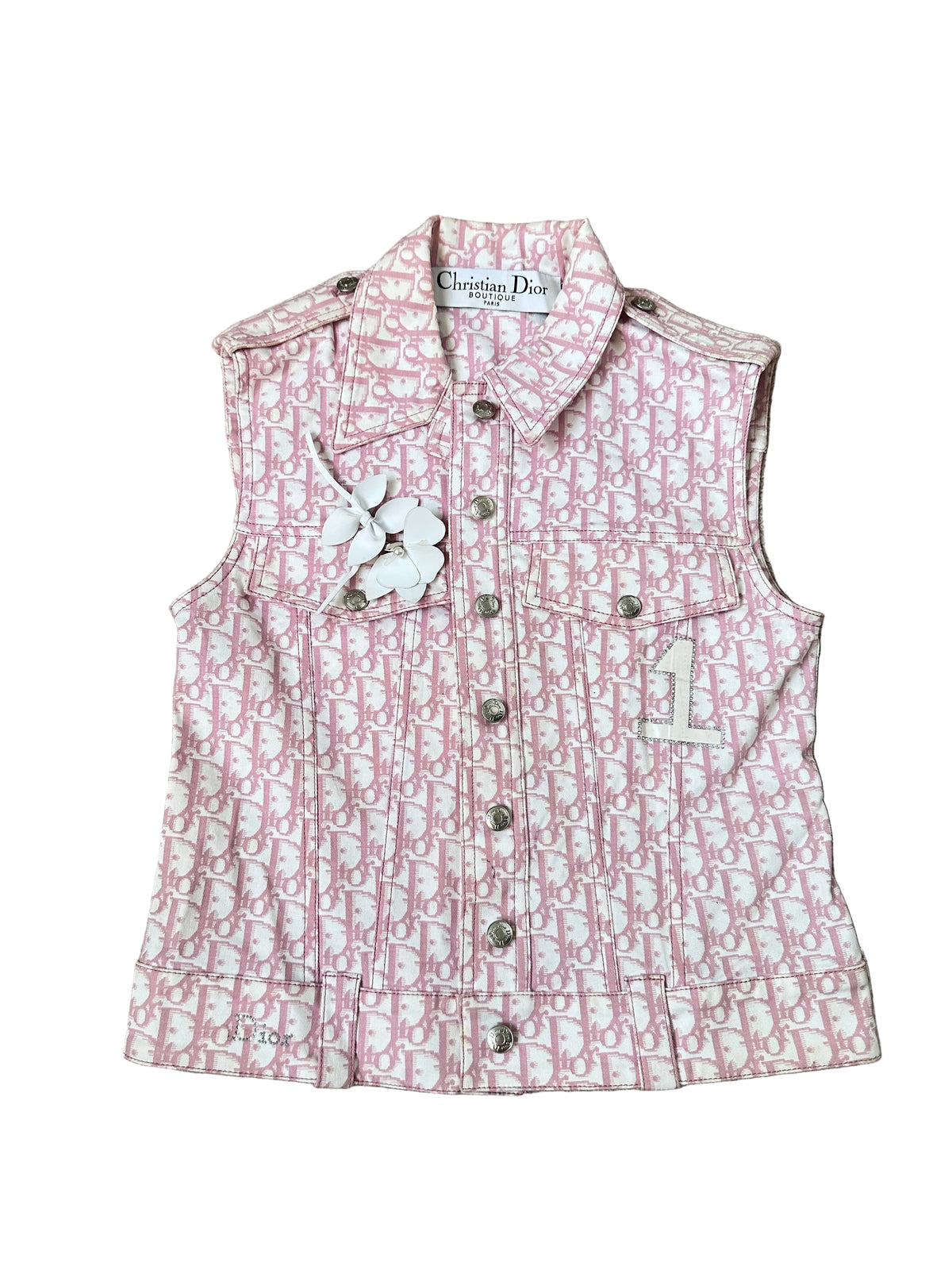 Dior John Galliano Pink Trotter Vest Flowers Jacket Top