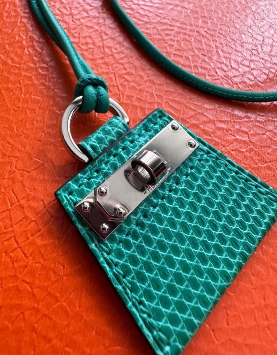 Hermes Kelly Bag Monpetitkelly Lizard Exotic Pendant Necklace