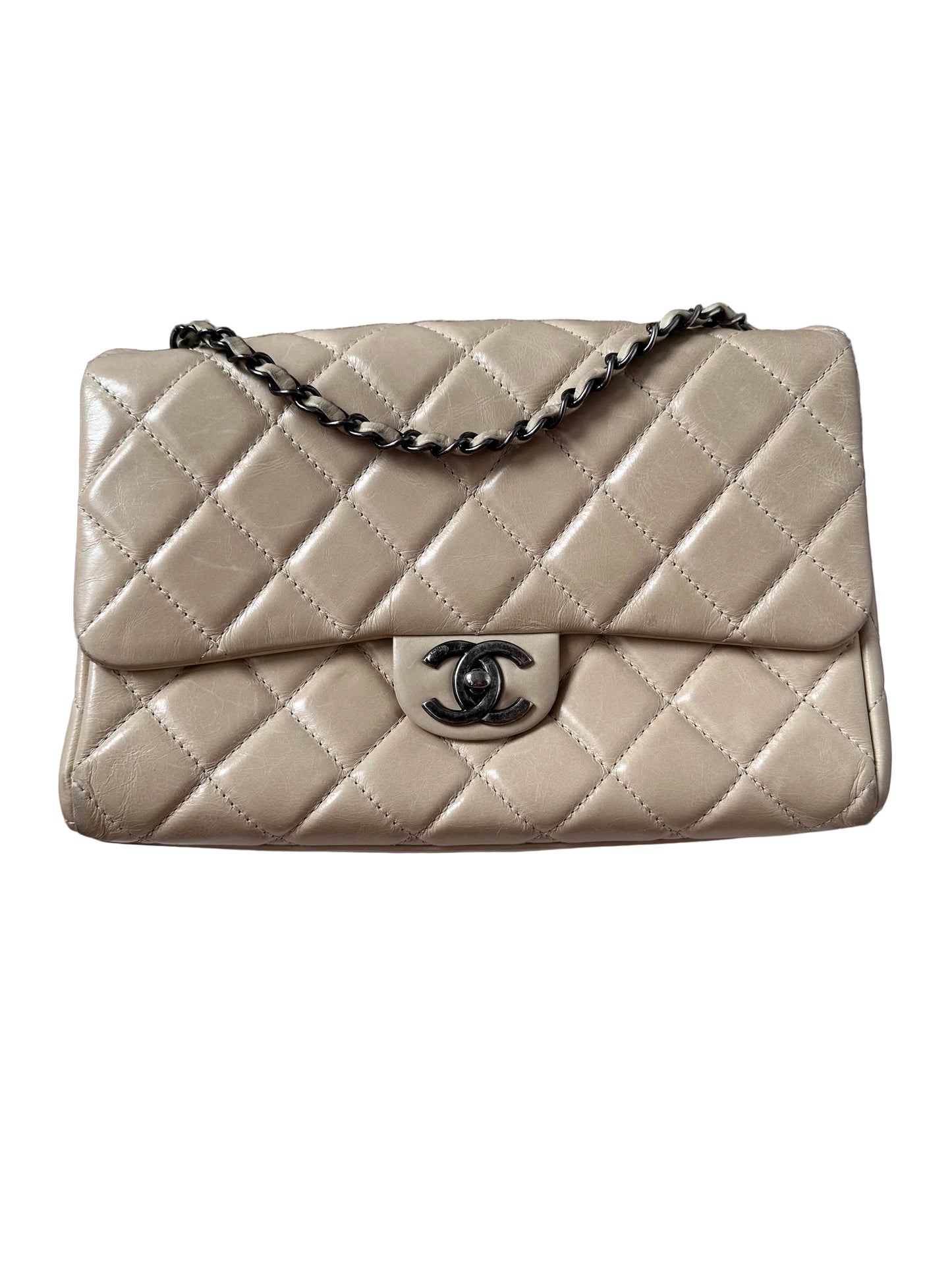 Chanel Large Classic Flap Bag Beige Calfskin