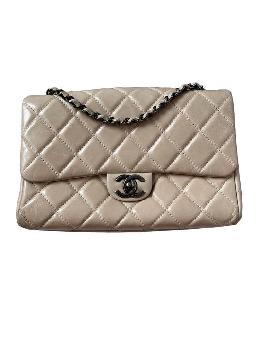 Chanel Large Classic Flap Bag Beige Calfskin