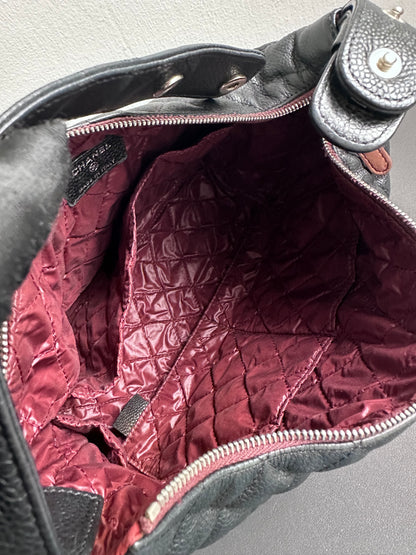 Chanel Caviar Hobo Lunchbox Top Handle Back Silver Hardware