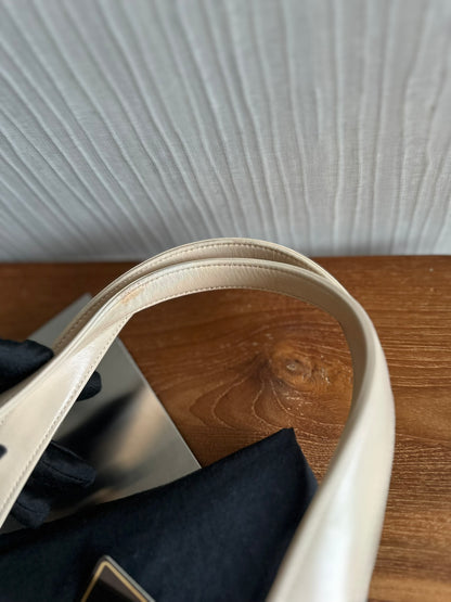 Chanel Vintage Beige Chocolate Bar Shoulder Tote Bag