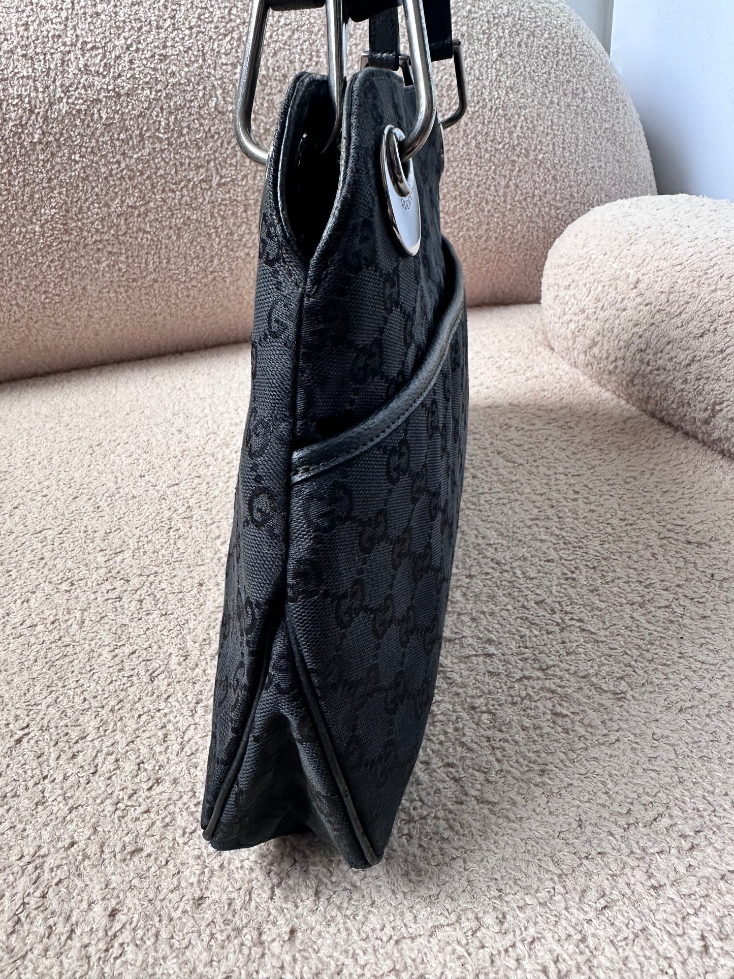 Gucci Black GG Hobo Shoulder Bag